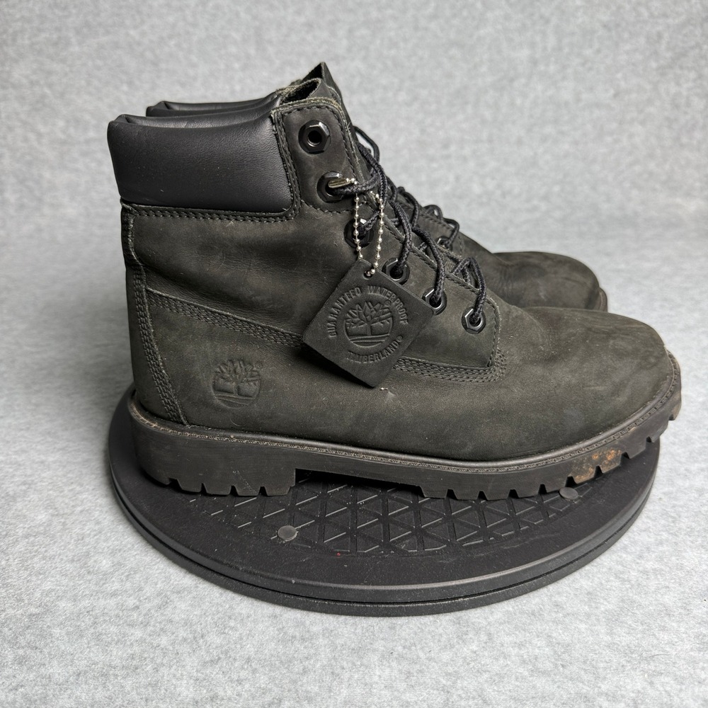 Timberland 6 Inch Premium Waterproof Boots Black Nubuck Boys 6 12907